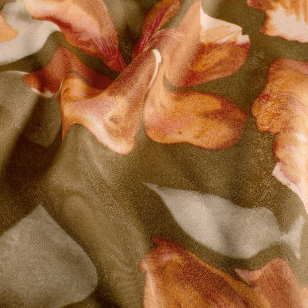 Satin Velvet fabrik Blumen Khaki-Grün