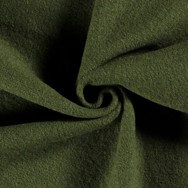 Wool Boucle fabric Unicolour Olive Green