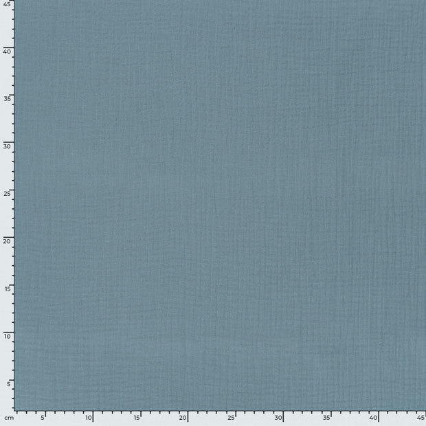 Double gaze tissu Unicolore Bleu acier