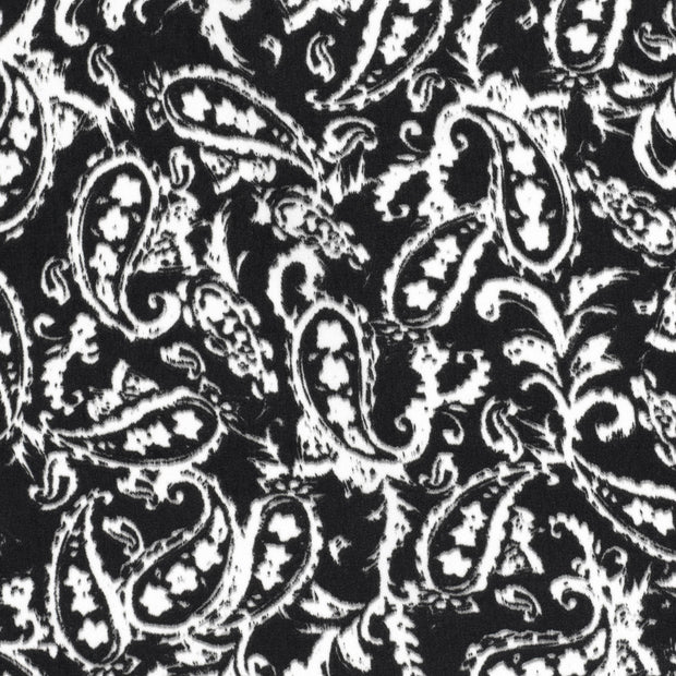 Satin Velvet tissu paisley Noir