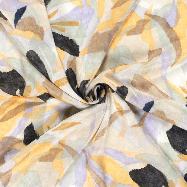 Satin Velvet fabric Beige printed 