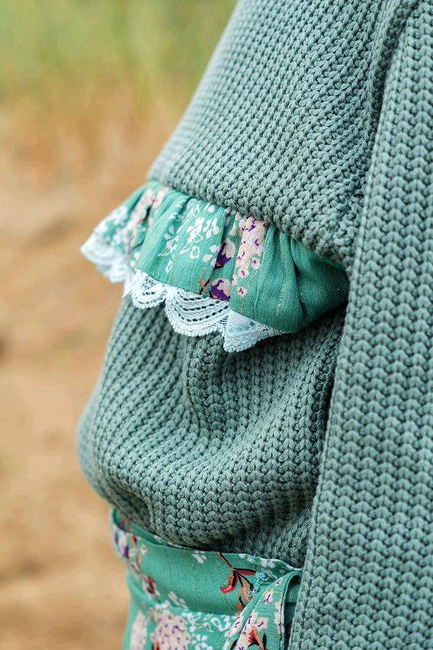 Heavy Knit tela Cable Menta oscura