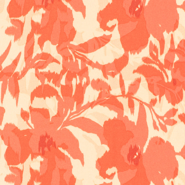 Viscose Satin fabric Flowers Salmon