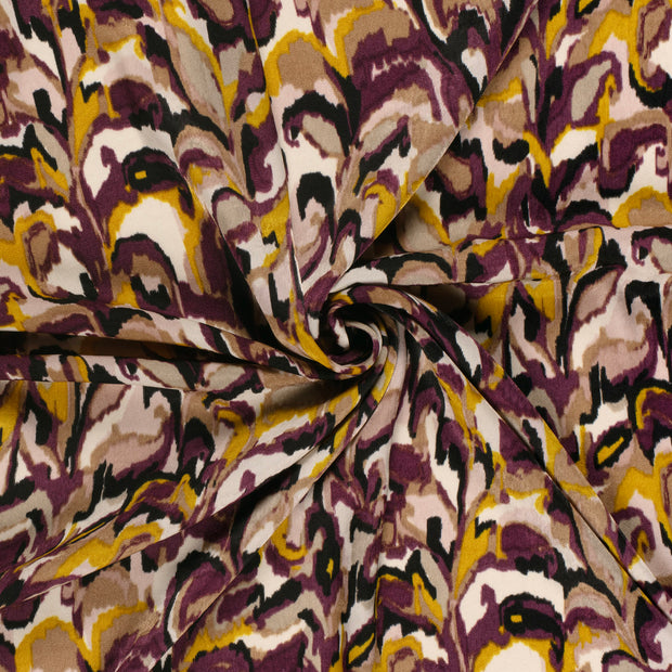 Satin Velvet tissu Aubergine imprimé 