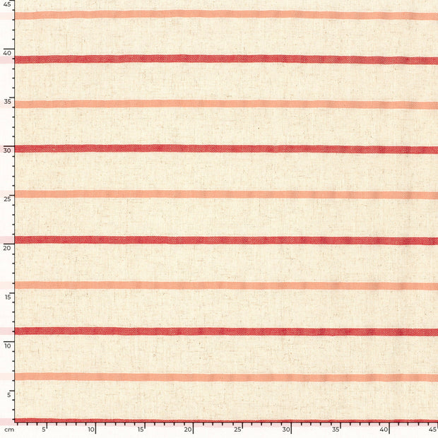 Woven Viscose Linen fabric Stripes Coral