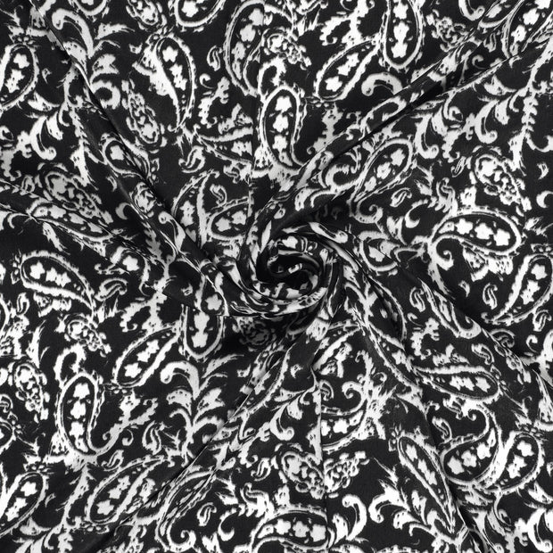 Satin Velvet tela Negro estampado 