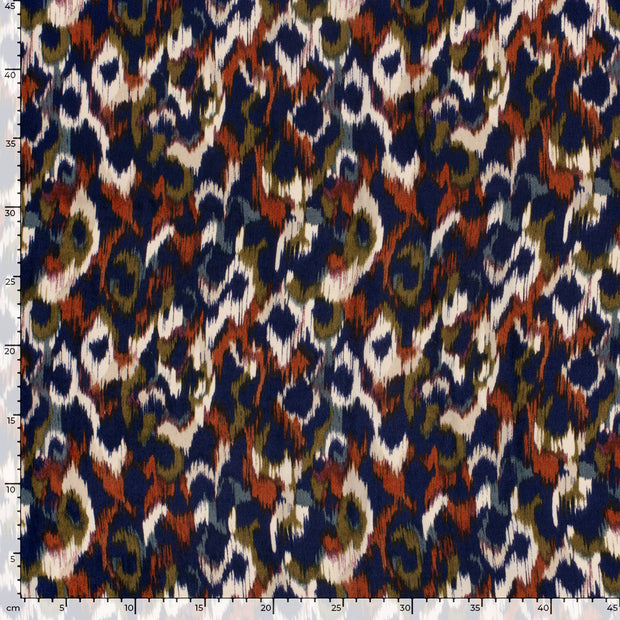 Satin Velvet fabric Abstract Navy