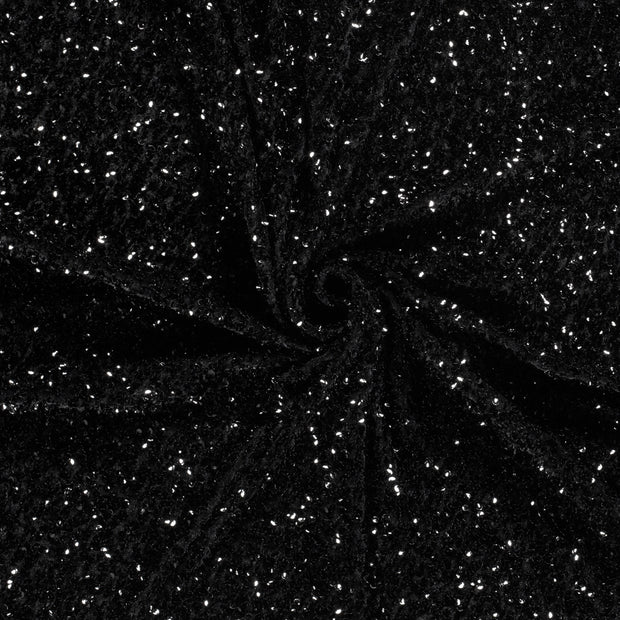 Velours tissu Noir Paillettes 