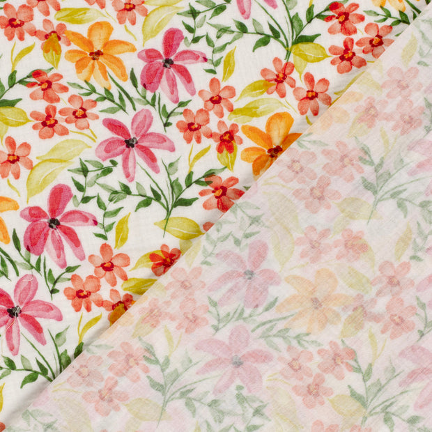 Muslin fabric Flowers digital printed 