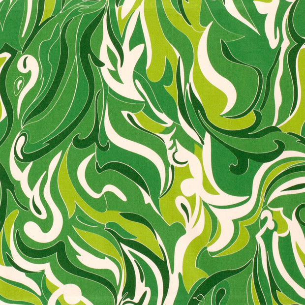 Cotton Satin fabric Abstract Green