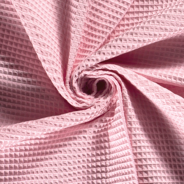 Waffle piqué fabric Unicolour Pink