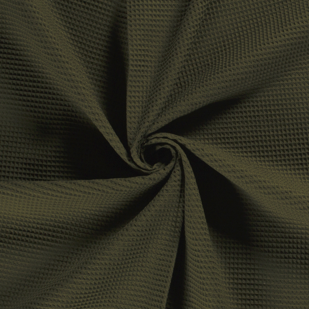 Waffle piqué fabric Khaki Green 