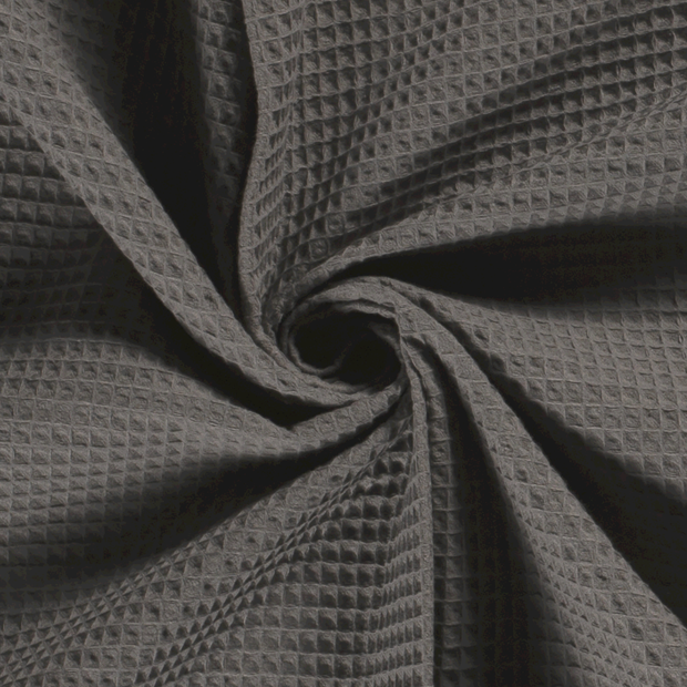 Waffle piqué fabric Unicolour Dark Grey