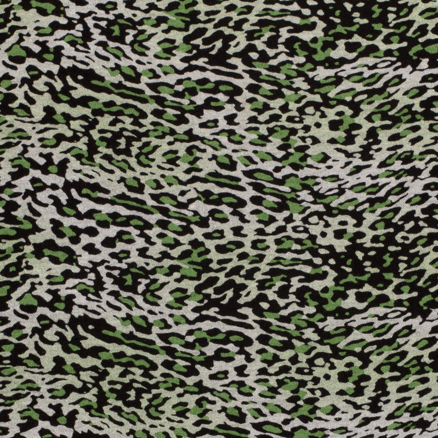 Green Leopard Print on White Canvas Fabric