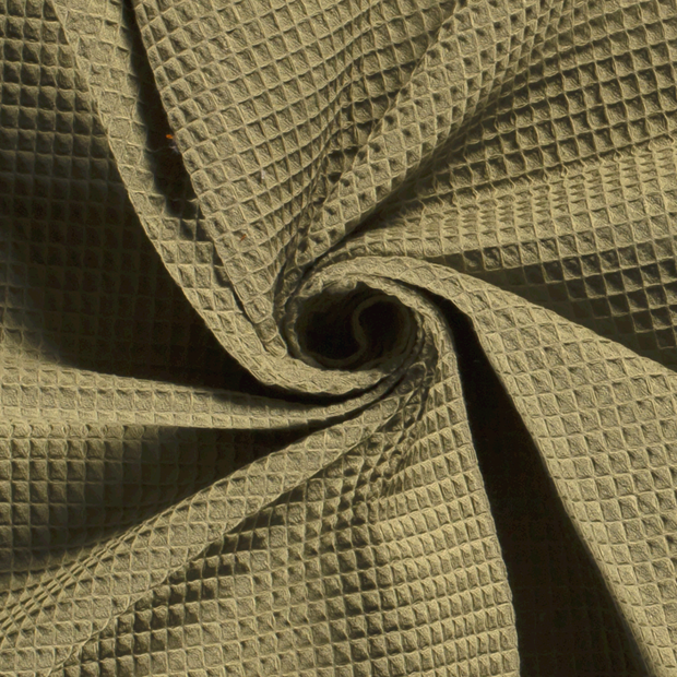 Waffle piqué fabric Unicolour Olive Green