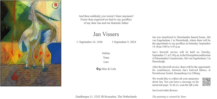 Announcement Jan Vissers