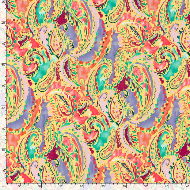 Polyester Bubble stof Paisley Licht geel