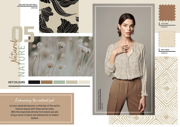 Viscose Satijn stof Bloemen Beige