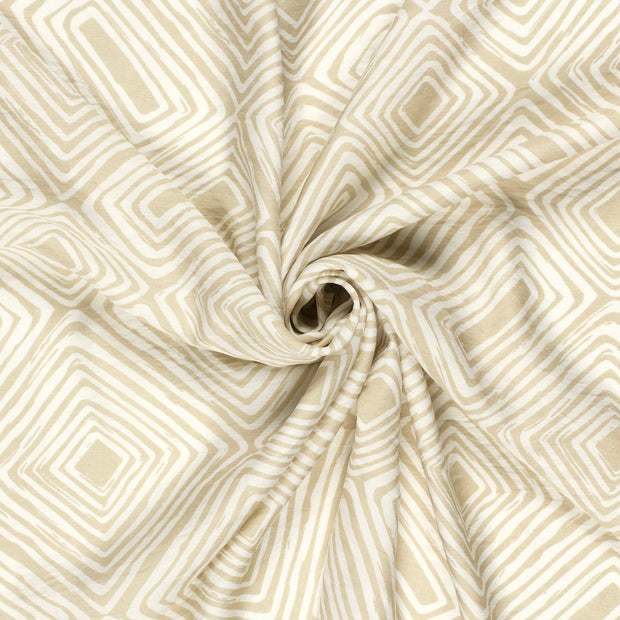 Viscose Nylon Twill stof Beige bedrukt 