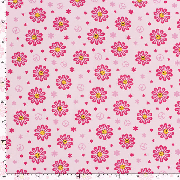 Cotton Jersey fabric Flowers Light Pink