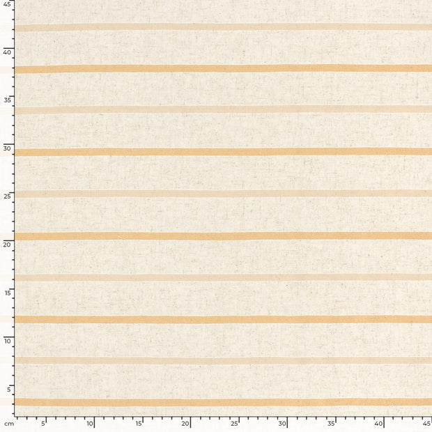 Geweven Viscose Linnen stof Strepen Beige