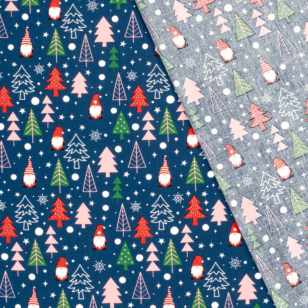 Cotton Poplin fabric Christmas trees printed 