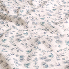 Muslin digital printed Leaves Off White