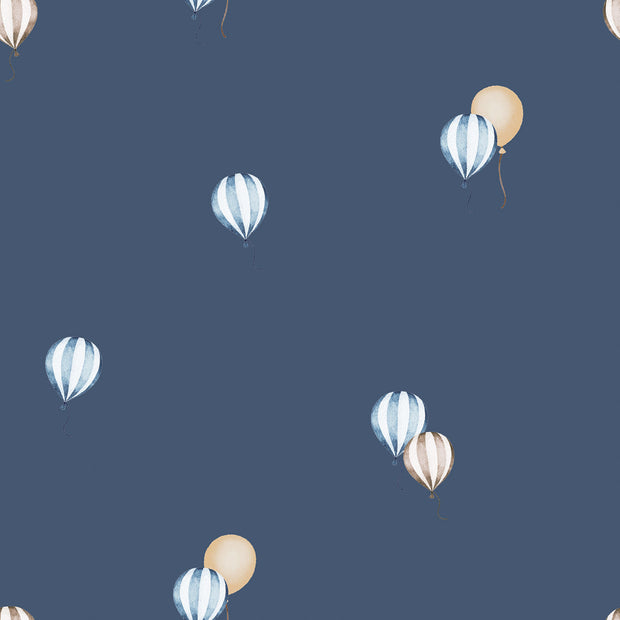 Cotton Jersey GOTS organic fabric Balloons Steel Blue
