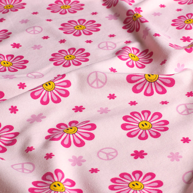 Baumwolle Jersey fabrik Blumen Helles Pink