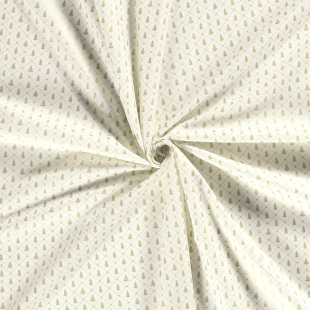 Cotton Poplin fabric Off White printed and foil 