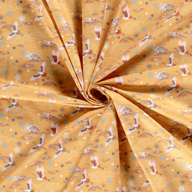 Cotton Poplin fabric Orange printed 