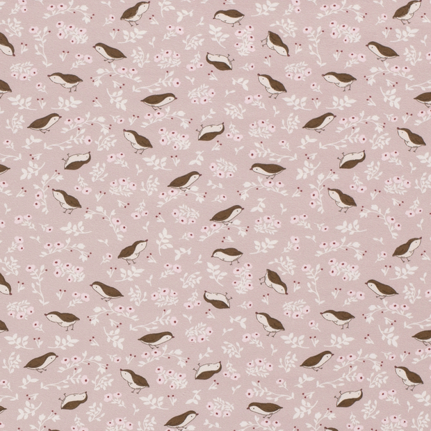 Cotton Jersey fabric Birds Old Pink