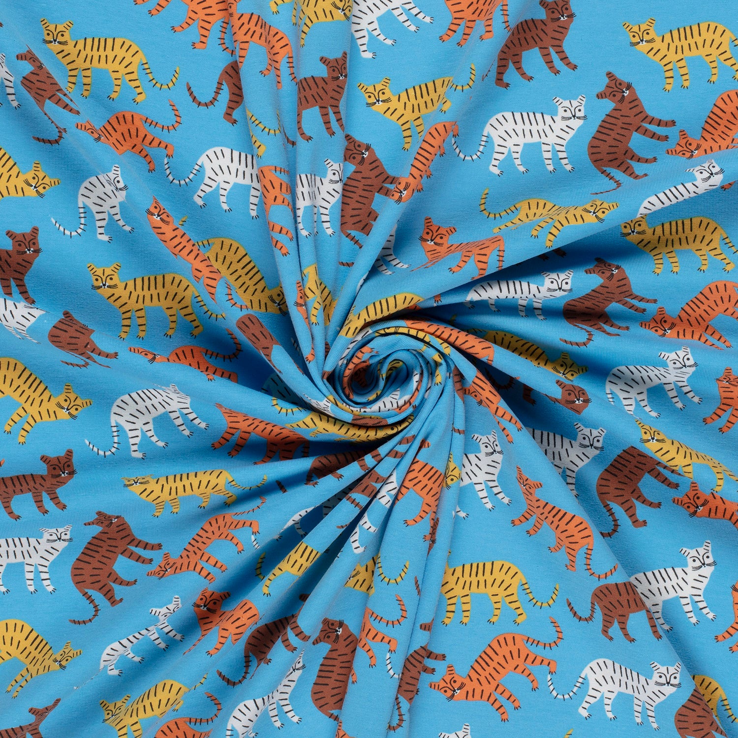 Cotton Jersey fabric Tigers Aqua | Wholesale fabrics | Nooteboom Textiles