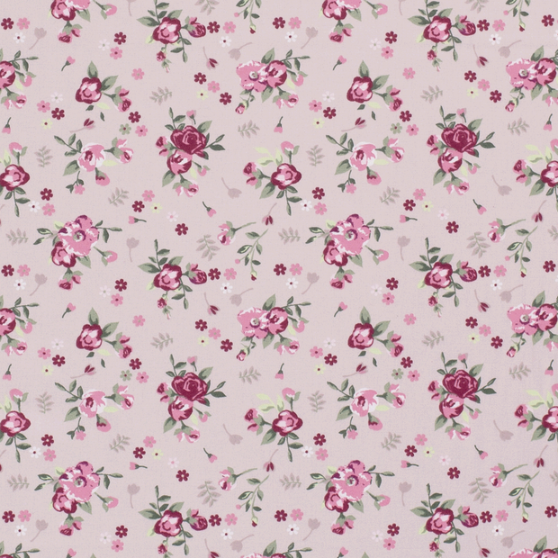 Cotton Poplin fabric Millefleurs Old Pink