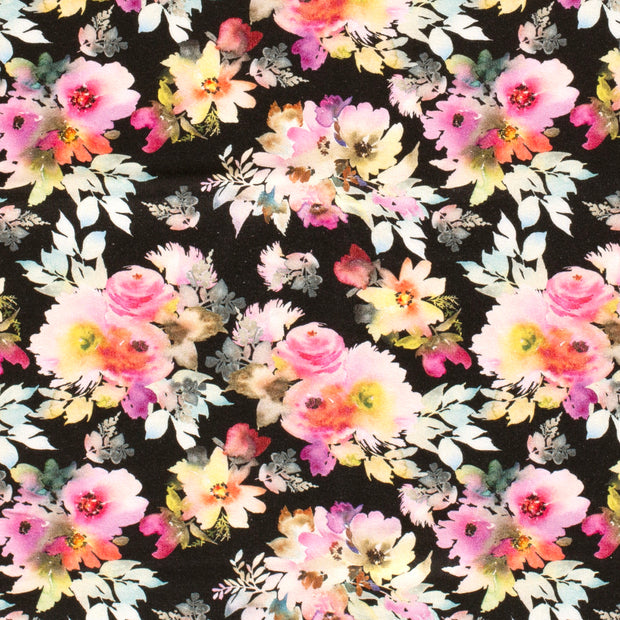 Jogging fabric Flowers Black