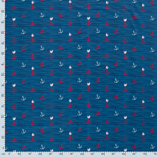 Cotton Jersey fabric Anchors Indigo | Wholesale fabrics | Nooteboom ...