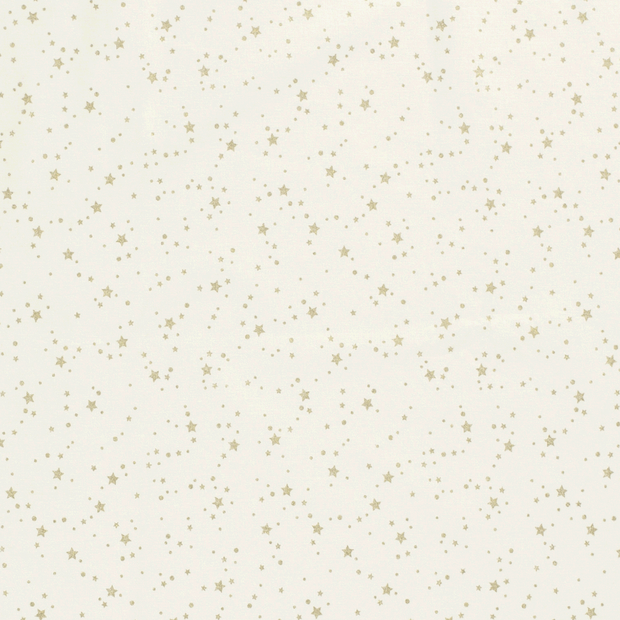 Cotton Poplin fabric Christmas stars Off White