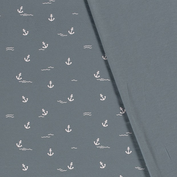 Cotton Jersey fabric Anchors printed 