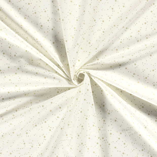 Cotton Poplin fabric Off White printed and foil 