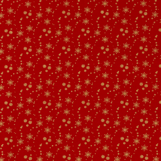 Katoen Poplin stof Kerststerren Rood