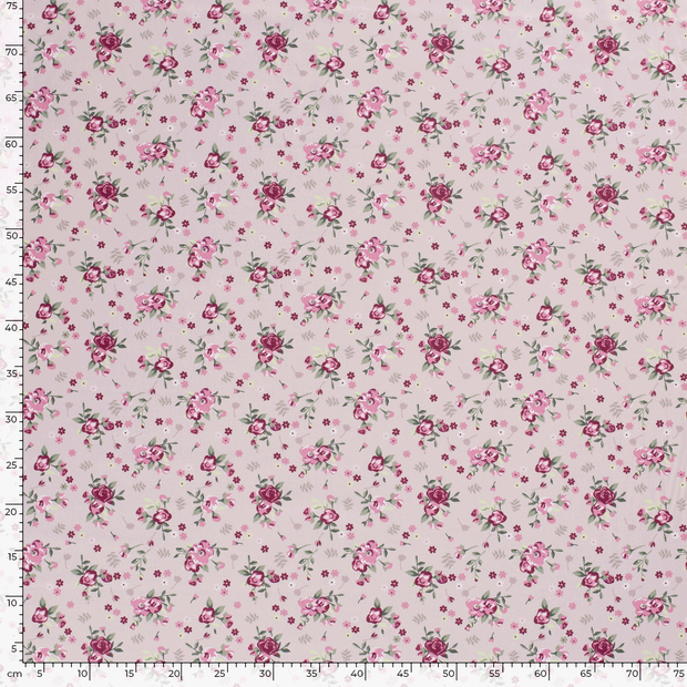 Katoen Poplin stof Millefleurs Oud Roze