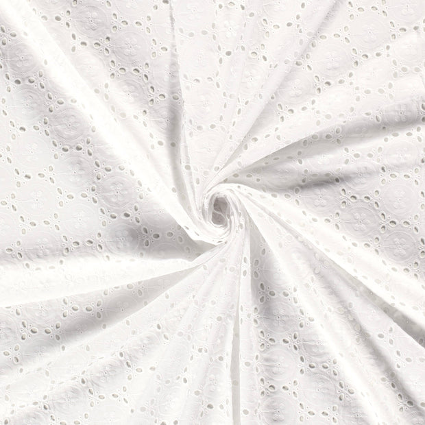 Voile tissu Blanc optique brodé 